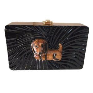 Doxie Dachshund Handmade Acacia Wood Clutch Bag